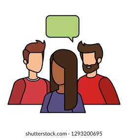 group of people with speech bubble characters