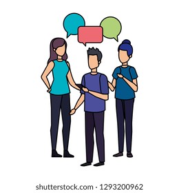 group of people with speech bubble characters