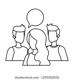 group of people with speech bubble characters