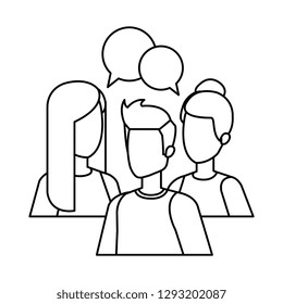 group of people with speech bubble characters