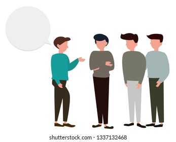 group of people with speech bubble characters
