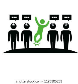 group of people with speech bubbles