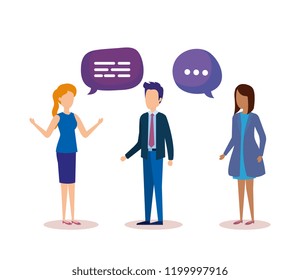 group of people with speech bubbles