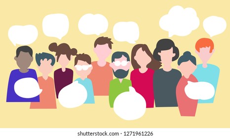 Group of people with speech bubbles