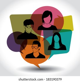 grupo de personas con burbujas de voz