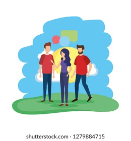 group of people with speech bubbles in the camp