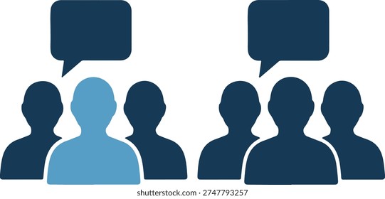 Group of people with speech bubbles communicating effectively together