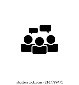 Group of people with speech bubbles, communication vector icon