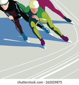 Group of people speed skating