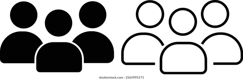 Group of people, squad icon - team user icon. three person symbol, group, Friends, people, users icon. crowd, community, club, crew, or squad, symbol.
