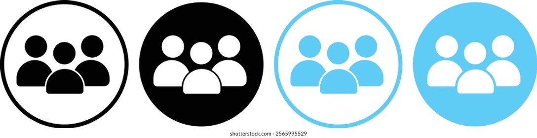 Group of people, squad icon - team user icon. three person symbol, group, Friends, people, users icon. crowd, community, club, crew, or squad, symbol.
