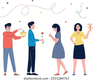 A group of people are standing around