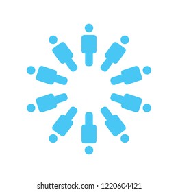group of people standing around in the circle, team concept icon, vector illustration.