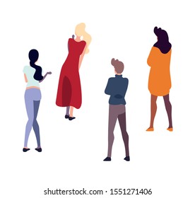 group of people standing with different poses vector illustration design
