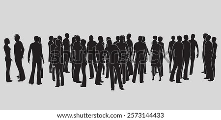 Group of people are standing in a line. The people are all dressed in black. The people are all looking at the camera