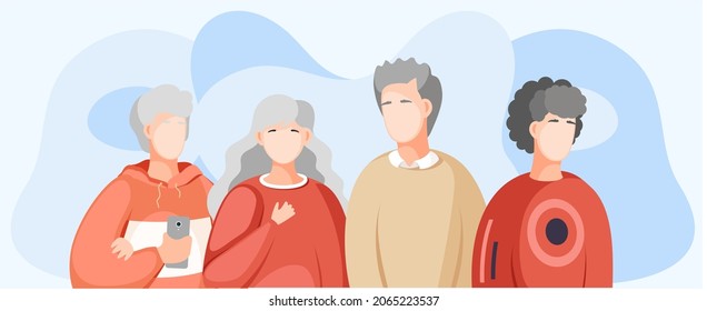 Group of people standing together community and togetherness concept, diversity portrait. Characters men and women isolated on white. Crowd community. Social diversity friends or relatives