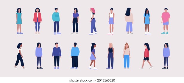 Group of people standing together. Vector illustration in a flat style