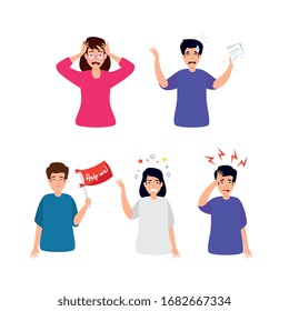 group of people with stress attack vector illustration design