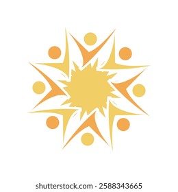 group people sun icon vector logo template illustration design