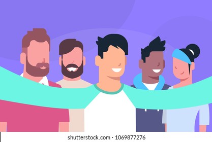 Group Of People Taking Selfie Photo Together Make Self Portrait