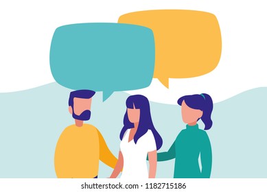 group of people talking characters