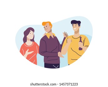 Group of people talking to each other. Discussion illustration concept.