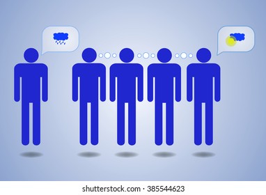 a group of people talking gossip vector blue