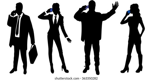 Group of people talking  on a cell phone
