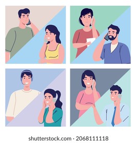 grupo de personas hablando por teléfono