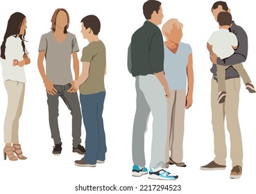 Group of people talking while standing isolated on transparent background png illustration vector Human interaction and dialogue each other