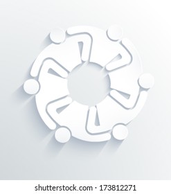 Group of People Team 6 hugging each other. 3D White Label Vector