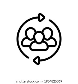 Group of people, teamwork or business community, social icon. Black icon on white background