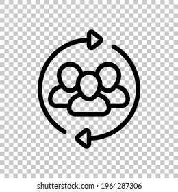 Group of people, teamwork or business community, social icon. Black editable linear symbol on transparent background