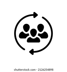 Group of people, teamwork or business community, social icon. Black icon on white background