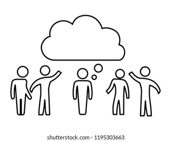 group of people teamwork with cloud
