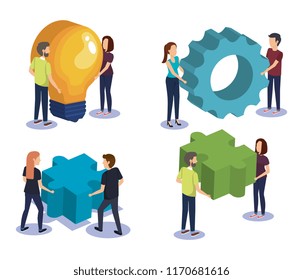 group of people teamwork with electronics devices