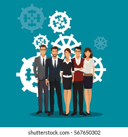 group people teamwork gears collaboration
