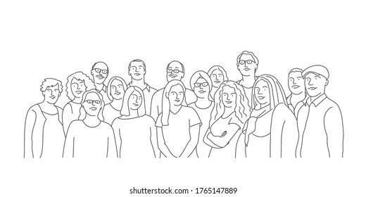 Group People Teamwork Line Drawing Vector Stock Vector (Royalty Free ...
