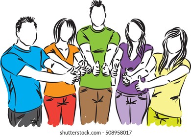 group of people thumbs up illustration