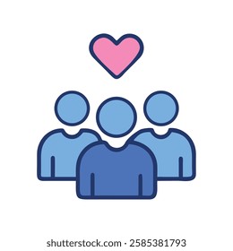 group of people under a heart symbolizing psychiatry and mental health