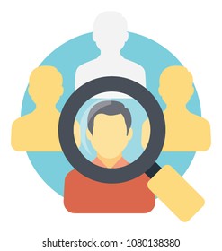
A group of people under magnifier concept of looking for some friends

