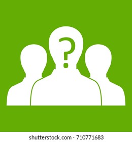 Group of people with unknown personality icon white isolated on green background. Vector illustration