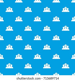 Group of people with unknown personality pattern repeat seamless in blue color for any design. Vector geometric illustration