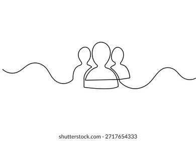 Grupo de pessoas ícones do usuário desenho contínuo de uma linha design de vetor de contorno de estilo minimalista