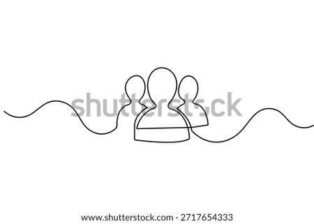 Group of people user icons continuous one line drawing minimalist style outline vector design