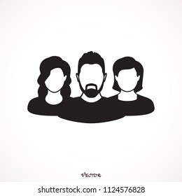 Group of people or group of users / friends flat icon 
