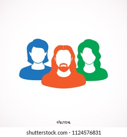 Group of people or group of users / friends flat icon 