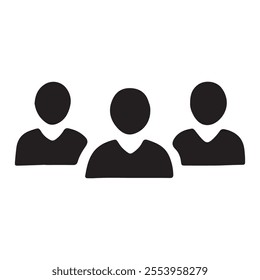 Group of people or group of users, friends flat icon for apps and websites. Group of man icon silhouette vector.