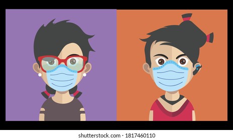 Group of people using face mask for covid19 pandemic