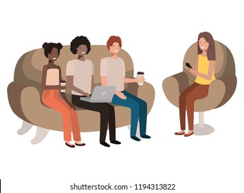 group of people using technology devices